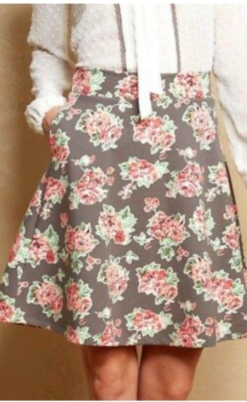 Matilda Jane Mocha Floral Skater Skirt Sz. XS Pink Rose A-line